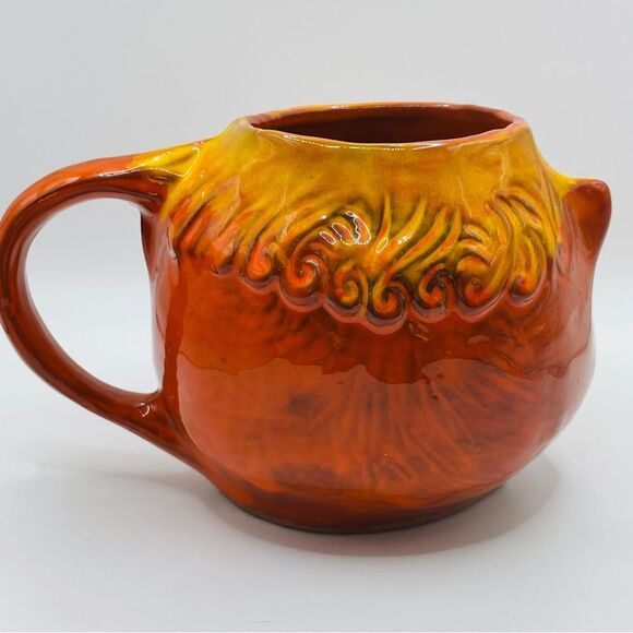 Pacific Stoneware Signed B Walsh 1969 Coffee Mug Cat Feline Orange - Picture 5 of 10